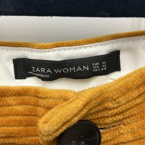 Zara Woman Mustard Wide Leg Corduroy Crop Pants - Picture 2 of 5